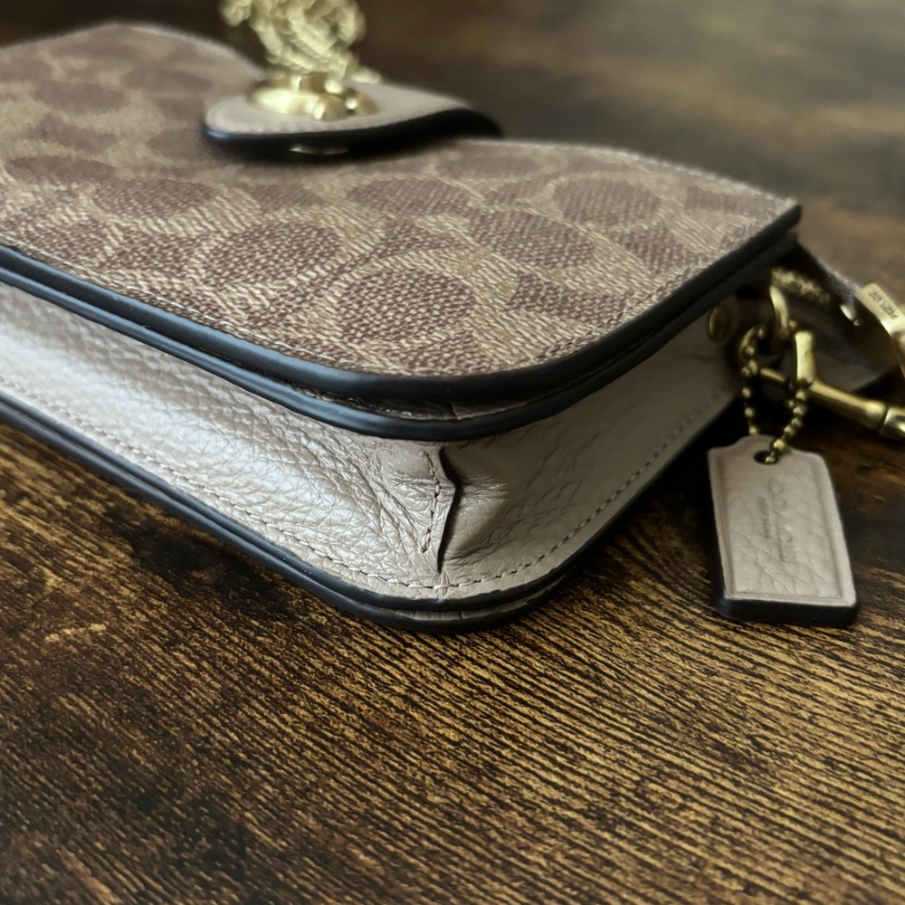 Coach Signature C Wallet on Chain Crossbody in Taupe - Picture 10 of 13